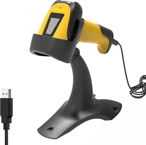 Automatic Hands-Free 1D Laser Barcode Reader with Stand, USB Connected Desktop Scanner for POS & Inventory Management in Saudi Arabia