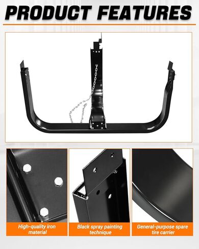 51 Inch Semi Truck Spare Tire Carrier with Mounting Replacement for Freightliner Volvo Kenworth Mack International Peterbilt,Glossy Black in Saudi Arabia