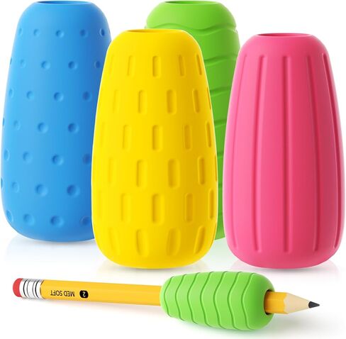 ELETIUO 4-Pack مقابض أقلام رصاص من السيليكون على شكل بيضة، مساعدة مريحة في الكتابة اليدوية للأطفال والكبار، مقابض مبطنة ملونة تعمل على تحسين التحكم في اليد اليمنى واليسرى، ومستلزمات مكتب المعلم والتعلم في مرحلة ما قبل المدرسة in Kuwait