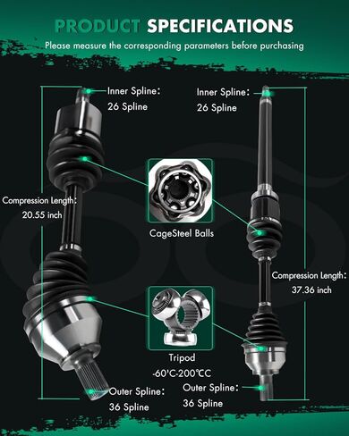 SCITOO 2pcs Front Left and Right CV Axle Shaft Assembly Fit for Volvo C30,for Volvo C70,for Volvo S40,for Volvo V50 2.0L,2.4L,2.5L 60-9351,669351 in Saudi Arabia