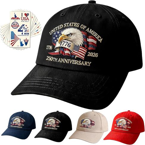 250 Anniversary USA Hat for Men Women,Printed Adjustable Baseball Cap,250th Years Gift for Husband,Veteran in Saudi Arabia