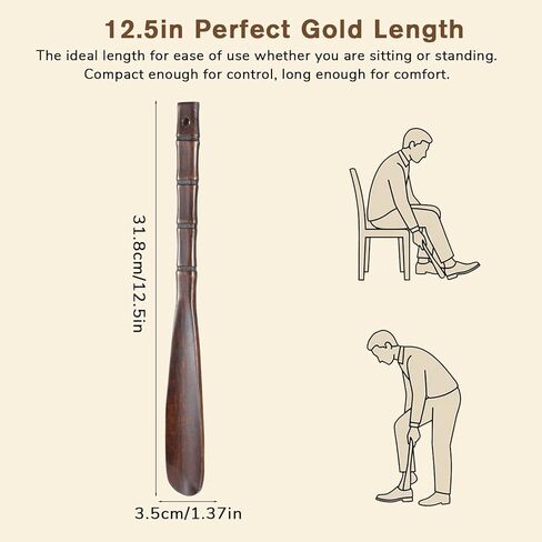 Wooden Shoe Horn 12.52" Shoe Horn Long Handle Travel Shoes Horns Easy Wear Helper Durablility Boot Jack for Seniors Men Women in Saudi Arabia