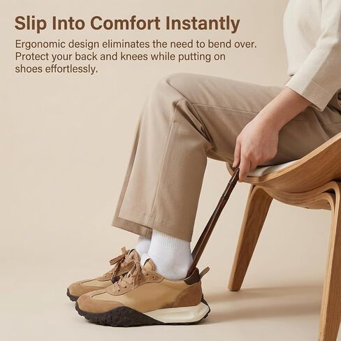 Wooden Shoe Horn 12.52" Shoe Horn Long Handle Travel Shoes Horns Easy Wear Helper Durablility Boot Jack for Seniors Men Women in Saudi Arabia