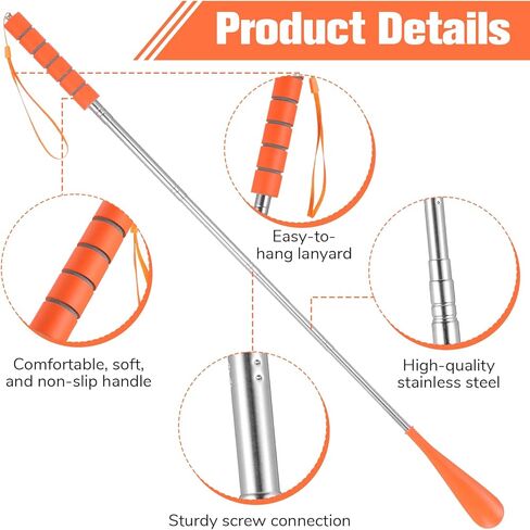 TIESOME 2 Pcs Shoe Horn Long Handled, Telescopic 12-28 Inch Metal Long Handled Shoe Horns, Portable Adjustable Length Boot Horn for Men Women Kids Seniors, Lightweight Ergonomic Handle (Blue & Orange) in Saudi Arabia
