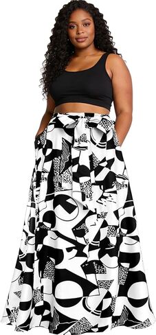 Sinono الأفريقية Dashiki طباعة المرأة عالية الخصر مطاطا حزام تنورة التعادل الجبهة ألف خط Flowy تنانير طويلة مع جيوب in Kuwait
