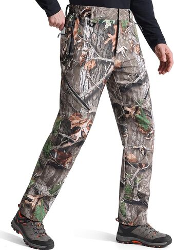 FREE SOLDIER Men's Fleece Lined Outdoor Cargo Hiking Pants Water Repellent Softshell Snow Ski Pants with Zipper Pockets in Kuwait