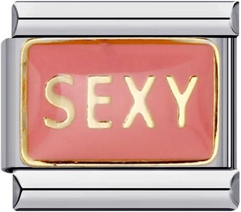 Mon & Sons Sexy Wife friend Valentine Silver Italian 9mm Link Stainless Steel Bracelet Charm Compatible With 9mm Bracelet in Saudi Arabia