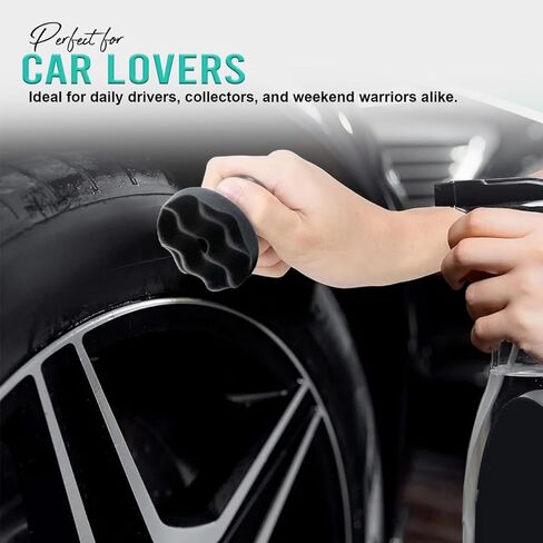 Flow Tire Shine Applicator Pad & Dressing Brush, Car & Truck Tire Reuseble Dressing Applicator Brush for Detailing, Works with All Type Tire Shine Gels, Sprays & Dressings, No-Drip Streak-Free Sponge in Saudi Arabia