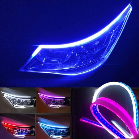 Riloer 2 قطعة شريط LED للسيارة أنبوب ضوء مقاوم للماء مرن ملحقات إضاءة السيارة أضواء النهار الجري متعدد الألوان، 30 سم/12 بوصة in Kuwait