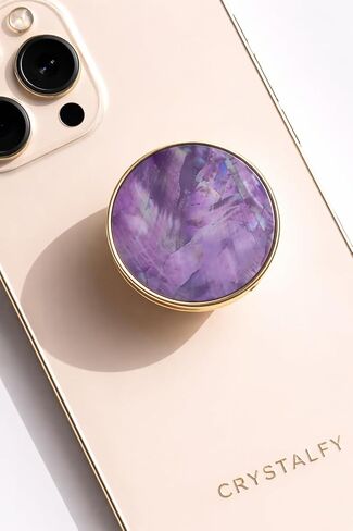 Authentic Natural Abalone Sea Shell Mother of Pearl Gemstone Coin Expandible Collapsible Mobile Phone Grip Stand Holder for Smartphone Tablet Cell Phone Accessory (Ivory Pearl) in Kuwait