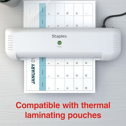 Staples 9-Inch Thermal Laminator Machine, Fast Warm-Up, Jam-Free Technology, Laminates Letter/ID/Photo Size, White/Gray in Kuwait