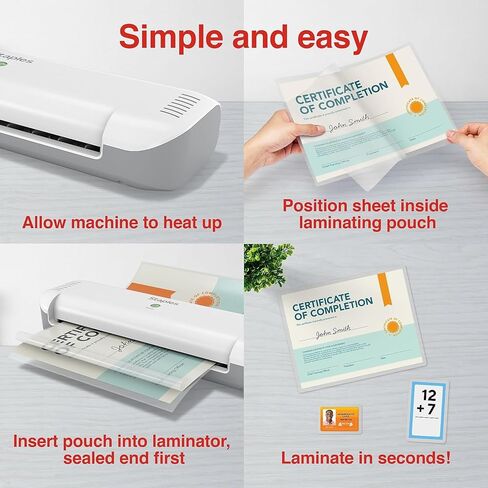 Staples 9-Inch Thermal Laminator Machine, Fast Warm-Up, Jam-Free Technology, Laminates Letter/ID/Photo Size, White/Gray in Kuwait