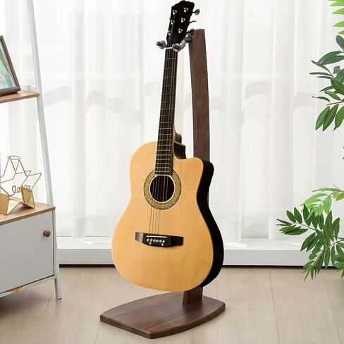 Wood Electric Guitar Stand Solid Wooden Acoustic Guitar Stand Handmade Guitar Holder Floor Guitar Hanging Stand for Home Living Room Decoration in Saudi Arabia