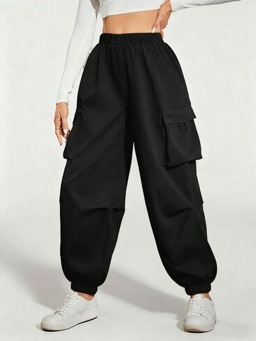 1 pc Trendy Sports Corduroy Straight-Leg Long Pants for Girls, Elastic Waist Casual Joggers for Spring Autumn Winter Daily in Saudi Arabia