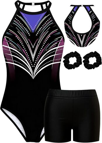 MOLLDAN Gymnastics Leotard for Girls Halter Neck Biketard Unitard Tumbling Activewear for Kids,No Diamond in Saudi Arabia