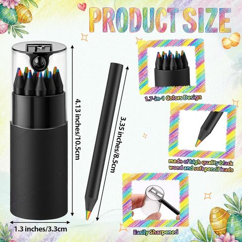192 Pieces 7 Color in 1 Mini Rainbow Pencils Sharpened Black Wooden Colored Pencils Bulk with Tube Sharpener for Coloring Drawing Sketching Artists in Saudi Arabia