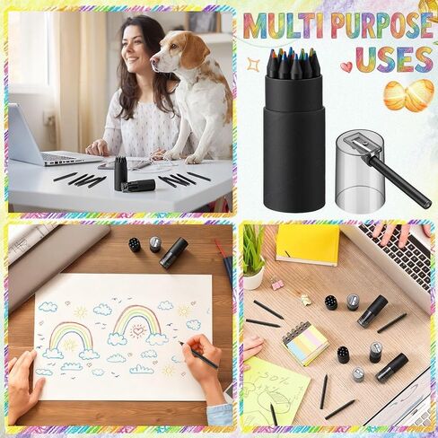 192 Pieces 7 Color in 1 Mini Rainbow Pencils Sharpened Black Wooden Colored Pencils Bulk with Tube Sharpener for Coloring Drawing Sketching Artists in Saudi Arabia