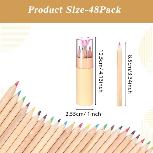 48Pack Mini Drawing Colored Pencils with Sharpener – 6 Assorted Colors in 4 Stylish Cap Tubes (Blue, Clear, Pink, Green) | Portable Art Supplies for Beginner, Learners & Artists | Ideal for Sketching, in Saudi Arabia
