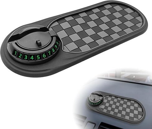 New Multifunctional Anti-Slip Rubber Pad, 4-in-1 Car Universal Dashboard Pad, 360° Rotatable Car Non-Slip Phone Pad w/Temporary Parking Number, Place Sunglasses, Keys, etc (Black & Gery) in Kuwait