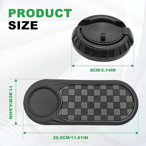 New Multifunctional Anti-Slip Rubber Pad, 4-in-1 Car Universal Dashboard Pad, 360° Rotatable Car Non-Slip Phone Pad w/Temporary Parking Number, Place Sunglasses, Keys, etc (Black & Gery) in Kuwait