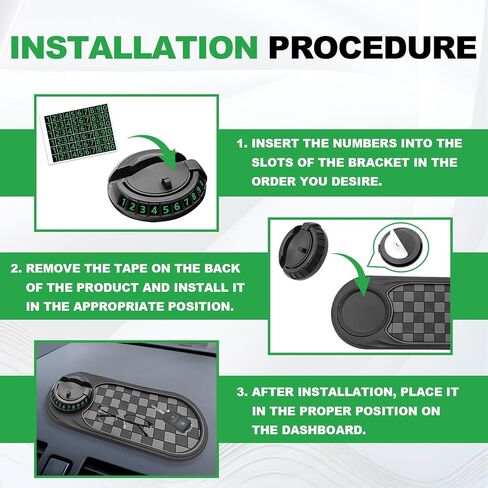 New Multifunctional Anti-Slip Rubber Pad, 4-in-1 Car Universal Dashboard Pad, 360° Rotatable Car Non-Slip Phone Pad w/Temporary Parking Number, Place Sunglasses, Keys, etc (Black & Gery) in Kuwait