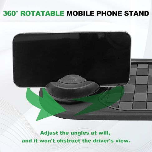 New Multifunctional Anti-Slip Rubber Pad, 4-in-1 Car Universal Dashboard Pad, 360° Rotatable Car Non-Slip Phone Pad w/Temporary Parking Number, Place Sunglasses, Keys, etc (Black & Gery) in Kuwait