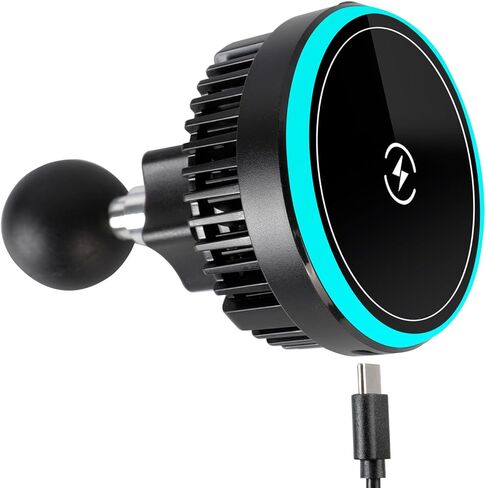 Magnetic Wireless Charging Phone Holder with 1" Ball for RAM Mounts, 15W Fast Charger with TEC & Fan Dual Cooling for Magsafe iPhone 17/16/15/14/13/12 Series, Fits RAM B-Size Double Socket Arm in Saudi Arabia