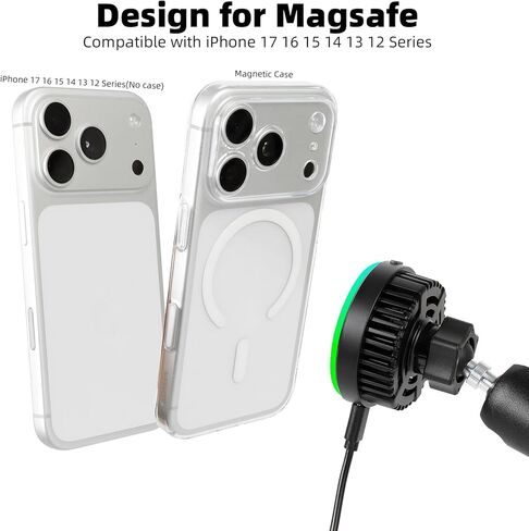 Magnetic Wireless Charging Phone Holder with 1" Ball for RAM Mounts, 15W Fast Charger with TEC & Fan Dual Cooling for Magsafe iPhone 17/16/15/14/13/12 Series, Fits RAM B-Size Double Socket Arm in Saudi Arabia