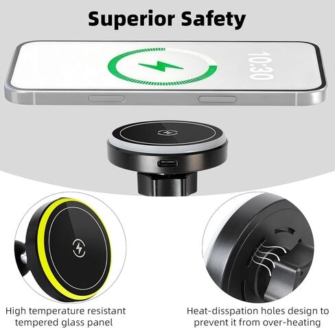 15W Magnetic Wireless Charging Phone Holder for RAM Mounts, 1" (25mm) Ball Mount for Magsafe iPhone 17/16/15/14/13/12 Series, Compatible with RAM B Size Double Socket Arm in Saudi Arabia
