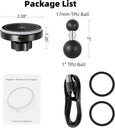 15W Magnetic Wireless Charging Phone Holder for RAM Mounts, 1" (25mm) Ball Mount for Magsafe iPhone 17/16/15/14/13/12 Series, Compatible with RAM B Size Double Socket Arm in Saudi Arabia