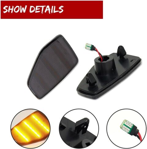 for Hummer for H3 /Base 06-10 & X 07-09 & Alpha 08-10 for H3T Alpha/Base 09-10 / Smoked Full Amber Front Side Marker Lights ABS Housing Bulbs W5W (168)-Bulb Shape Code, Fit Testing in Kuwait