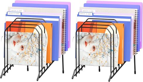 حامل مجلدات المجلات المكتبي المعدني من Incline، منظم ملفات مكتب فارز مع منظم ملفات رف مقصورات رأسية مكون من 8 أقسام للمكتب والمنزل والمدرسة (عبوتان) in Kuwait