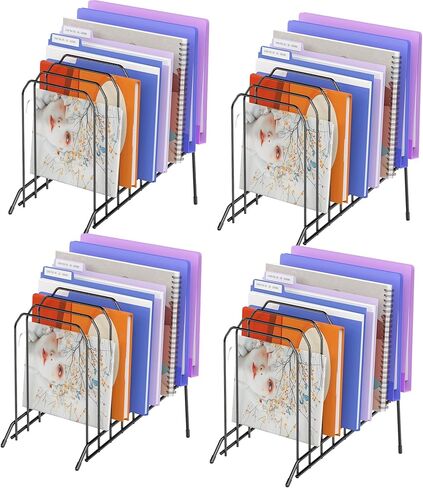حامل مجلدات المجلات المكتبي المعدني من Incline، منظم ملفات مكتب فارز مع منظم ملفات رف مقصورات رأسية مكون من 8 أقسام للمكتب والمنزل والمدرسة (عبوتان) in Kuwait