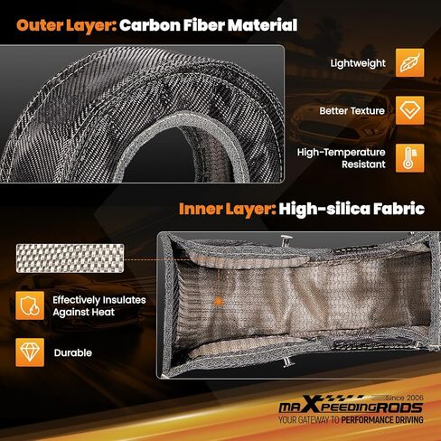بطانية Maxpeedingrods T3 من ألياف الكربون توربو غطاء درع الحرارة مع زنبركات تثبيت لـ GT25 GT28 GT30 GT32 GT35 GT37 Turbo in Kuwait