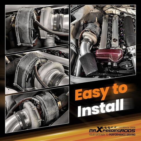 بطانية Maxpeedingrods T3 من ألياف الكربون توربو غطاء درع الحرارة مع زنبركات تثبيت لـ GT25 GT28 GT30 GT32 GT35 GT37 Turbo in Kuwait