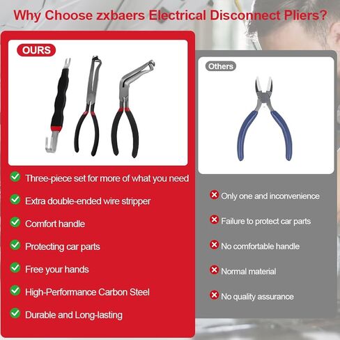 3PCS Electrical Disconnect Pliers, Fuel Line Clip Removal Tool, Automotive Electrical Terminal Connector Separator Removal tool, Trucks Repair with Rapid Disconnector in Kuwait