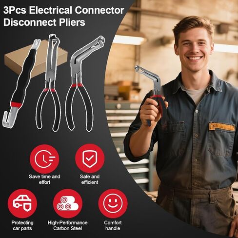 3PCS Electrical Disconnect Pliers, Fuel Line Clip Removal Tool, Automotive Electrical Terminal Connector Separator Removal tool, Trucks Repair with Rapid Disconnector in Kuwait