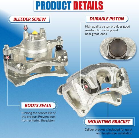 Disc Brake Caliper Front Pair Compatible with 2007-2017 Jeep Compass Jeep Patriot 2011-2014 Chrysler 200 2007-2010 Chrysler Cirrus Sebring Brake Caliper Assembly 18B5033 18B5032 in Kuwait