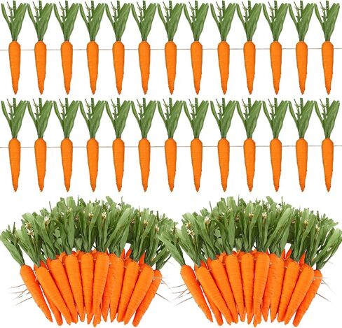 3 Pack Easter Garland Decor 36 Pcs Artificial Carrot Ornaments, 8.5ft Hanging Carrot Banner for Mantel Fireplace Home Kitchen Party Decorations in Saudi Arabia