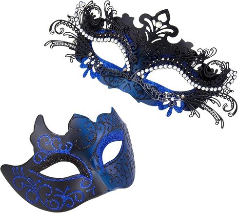 أقنعة تنكرية للأزواج، أقنعة فينيسيا مطلية لحفلات الهالوين، نظارات كرنفال من البلاستيك المعدني in Kuwait