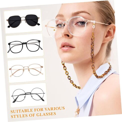 NOLITOY Acrylic Eyeglass Anti-Drop Chain Sunglasses Holder with Tortoise Shell Design Lightweight Eyewear Accessory for Women Men in Saudi Arabia