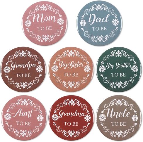 Serencatcher Mexican Baby Shower Family Pins Set - 8pcs Mexican Talavera Pin Back Buttons Mom Dad Uncle Aunt Grandpa Grandma Big Sister Brother to Be Pins for Cielito Lindo Baby Shower Favors in Saudi Arabia