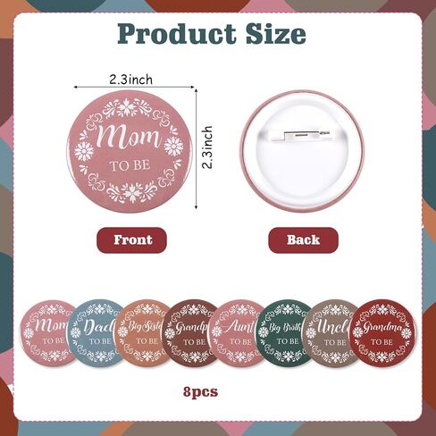 Serencatcher Mexican Baby Shower Family Pins Set - 8pcs Mexican Talavera Pin Back Buttons Mom Dad Uncle Aunt Grandpa Grandma Big Sister Brother to Be Pins for Cielito Lindo Baby Shower Favors in Saudi Arabia