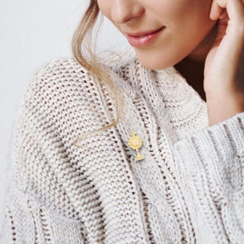 LIFKOME Chalice Cross Breast Pin أول دبوس ربط للأولاد والبنات من سبائك الزنك المينا طية صدر السترة إكسسوار تذكار ديني للمناسبات الخاصة والاحتفالات in Saudi Arabia