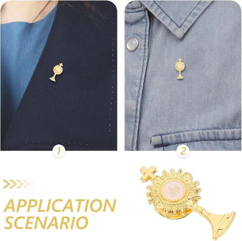 LIFKOME Chalice Cross Breast Pin أول دبوس ربط للأولاد والبنات من سبائك الزنك المينا طية صدر السترة إكسسوار تذكار ديني للمناسبات الخاصة والاحتفالات in Saudi Arabia