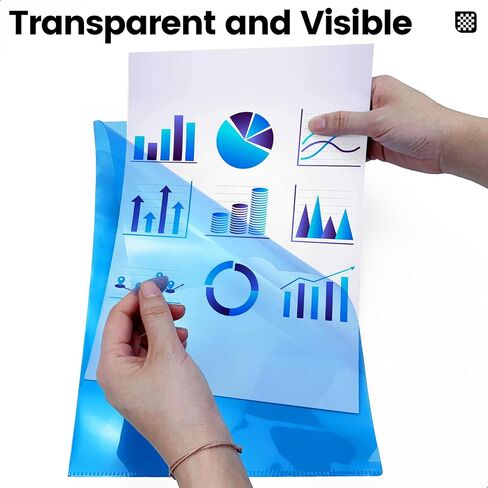 Clear Document Folder, L-Type Plastic Paper Sleeves, Copy Safe Project Pocket, Transparent Poly Jacket Sleeve, Clear to See, Durable, for A4/Letter Size Documents, 12 Pack 4 Colors in Kuwait