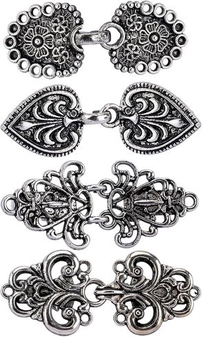 4 قطع من مشابك السترة الكلاسيكية بتصميم كلاسيكي وياقة شال ومشبك وعباءة الرأس وبروش على شكل قميص للنساء والفتيات، فضي in Kuwait