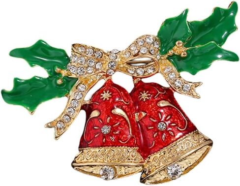 Christmas Brooch, Vintage Christmas Bells Brooch, Christmas Wreath Brooch, Snowflake Brooch, Fashion Rhinestone Crystal Pins and Brooches Christmas Jewelry Gift for Women Girls in Saudi Arabia