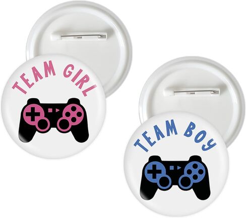 10 Pcs Gamer Gender Reveal Button Pins, Video Game Team Boy Team Girl Badge Pins, Gaming Pink or Blue Stain Brooch Button for Gender Reveal Party Decorations in Saudi Arabia