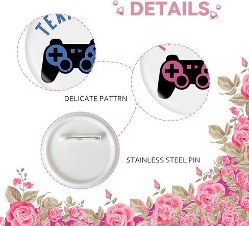 10 Pcs Gamer Gender Reveal Button Pins, Video Game Team Boy Team Girl Badge Pins, Gaming Pink or Blue Stain Brooch Button for Gender Reveal Party Decorations in Saudi Arabia